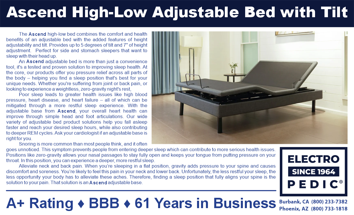 Ascend high-low adjustable bed from Electropedic